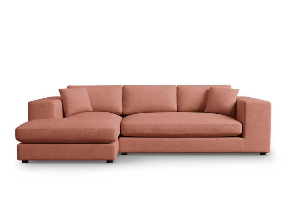 TENDANCE - Canapé d'angle 5 places en tissu structuré rouge