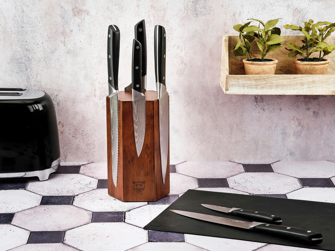 NUDE - Lot de 7 couteaux en inox noir