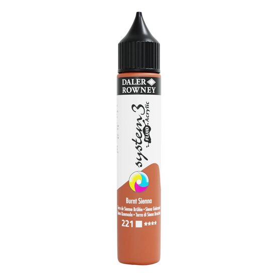 Daler-Rowney System3 Burnt Sienna Fluid Acrylic 29.5ml (221)
