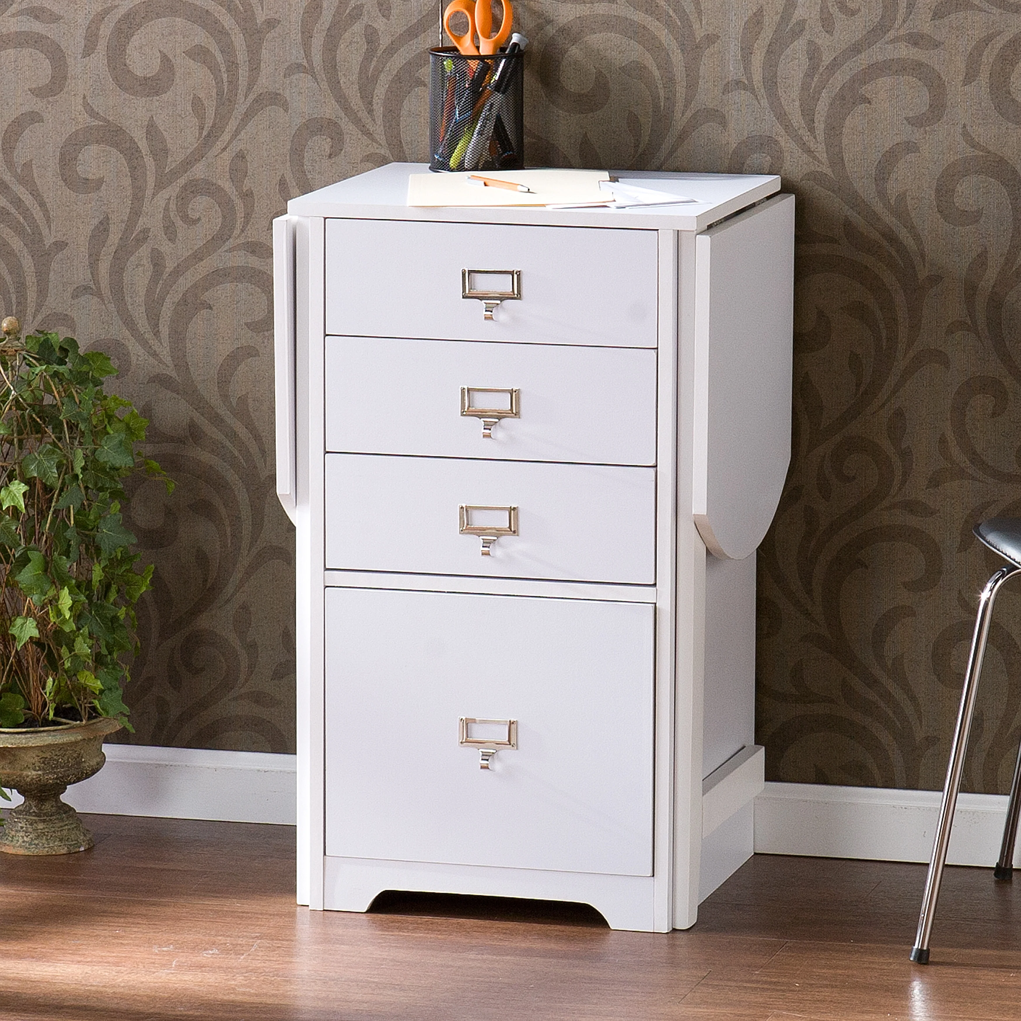 SEI Furniture London White Fold-out Organizer and Craft Desk