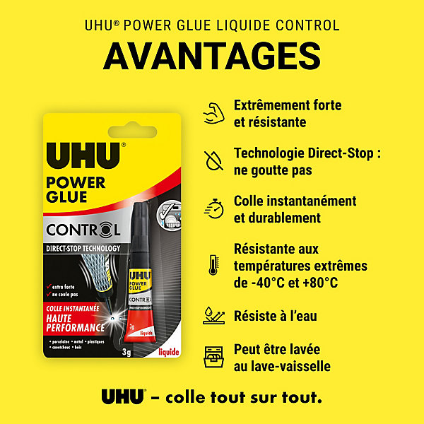 Colle UHU Power glue format liquide 3 grammes