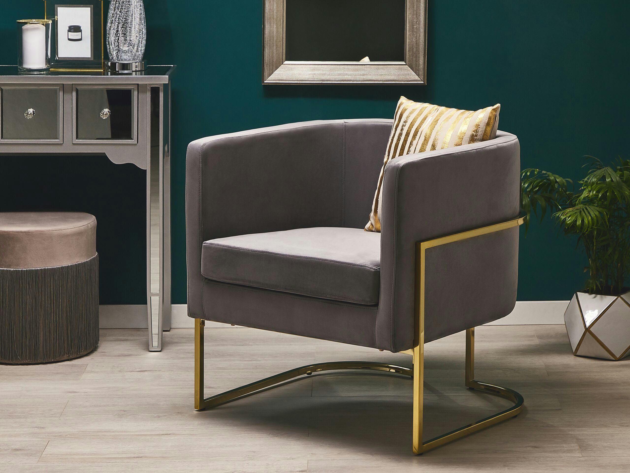 SIRKKA - Fauteuil club en velours gris