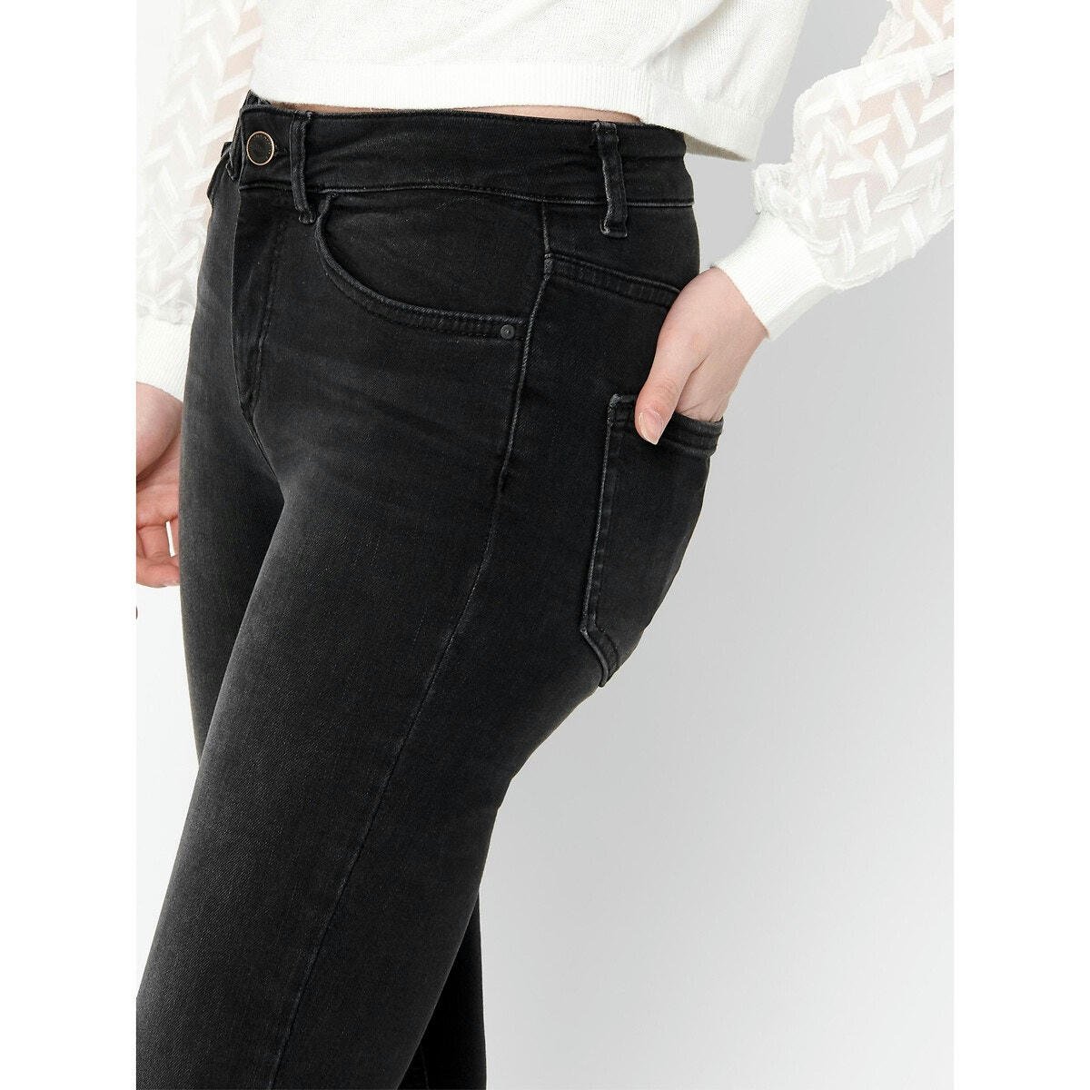 Jean skinny, bas frangé