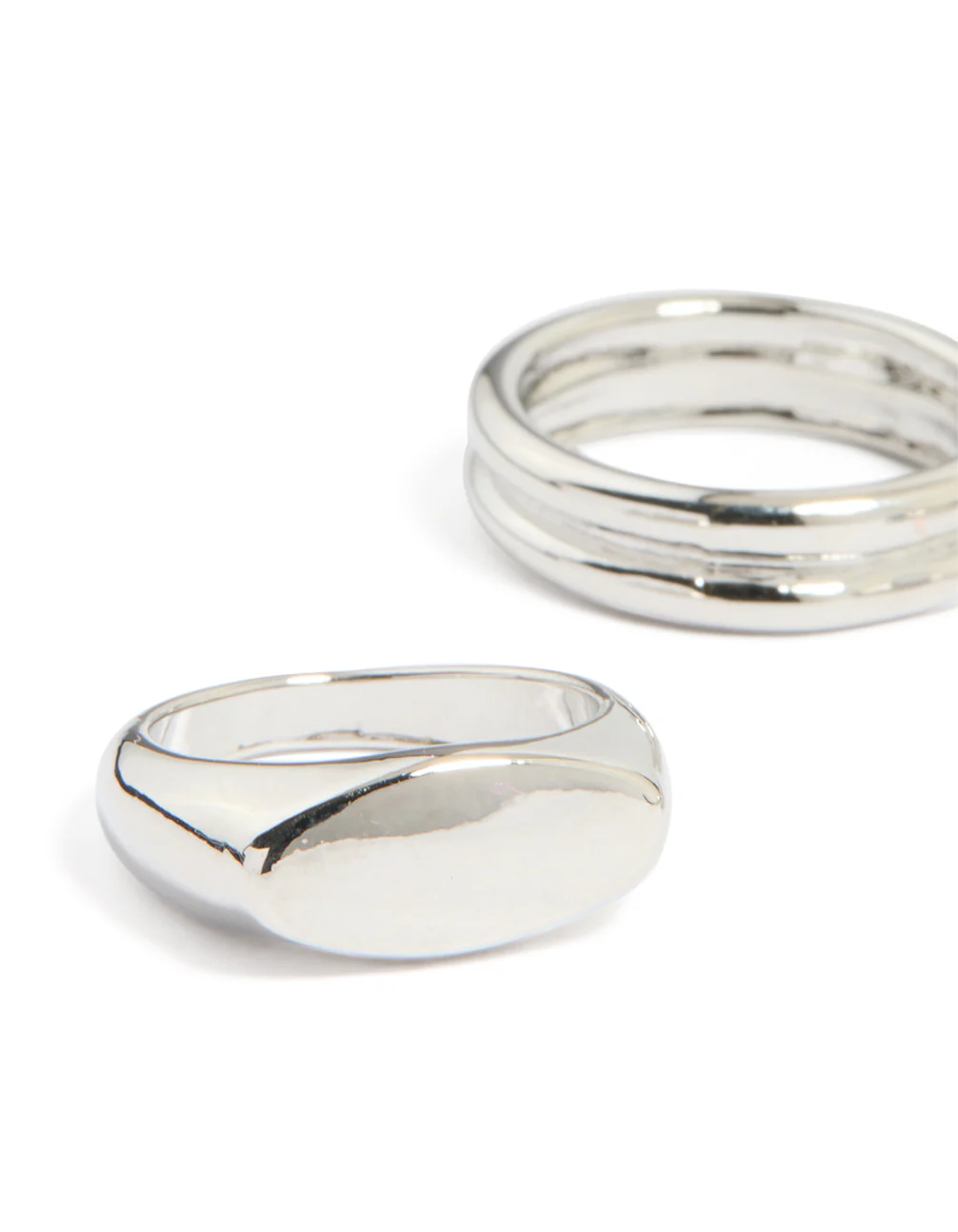 Silver Signet & Twist Rings 5-Pack
