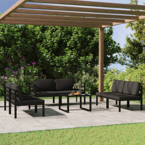 Zestaw wypoczynkowy do ogrodu Antracyt Aluminium 4x sofa środkowa   2x