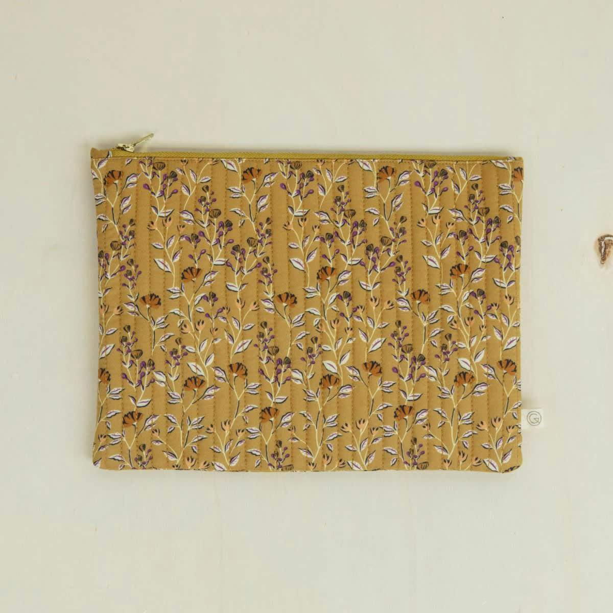 MAINTENANT - Grande pochette en coton imprimé fleuri jaune