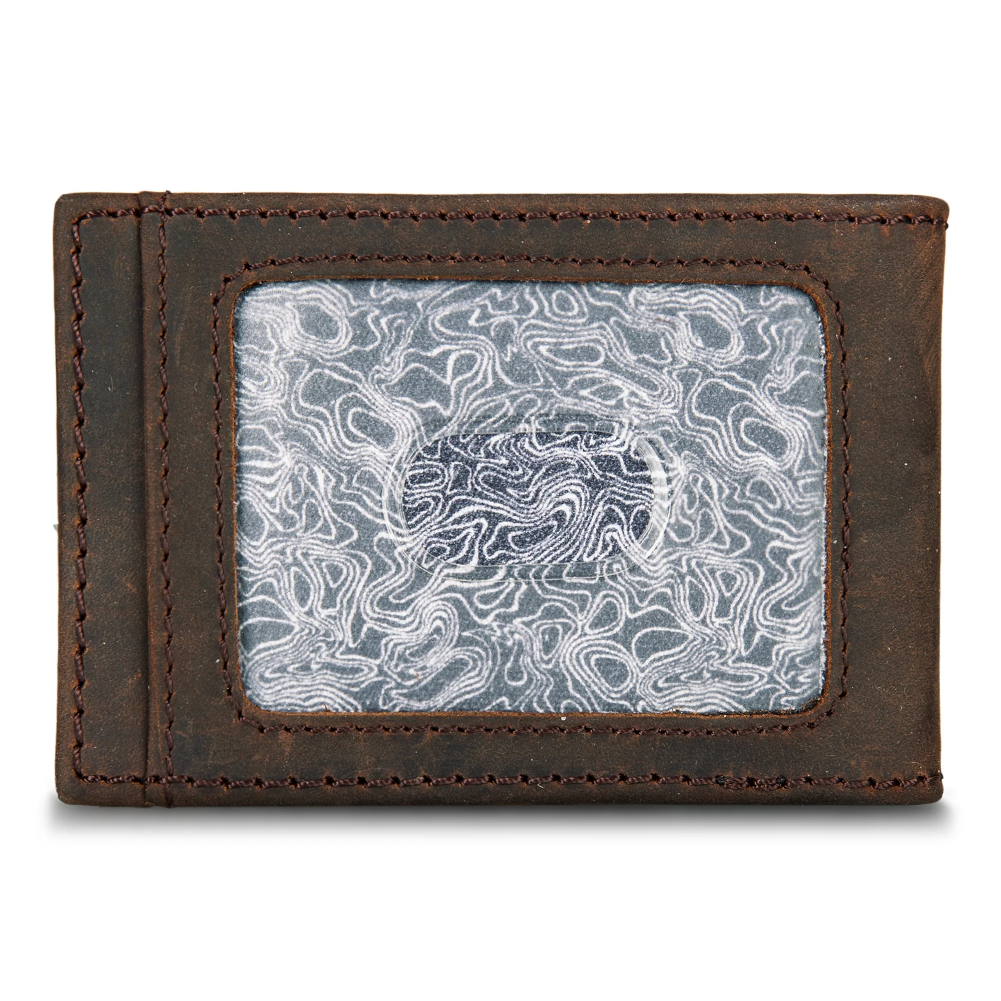Money Clip Bifold Leather Wallet With Embossed Sasquatch