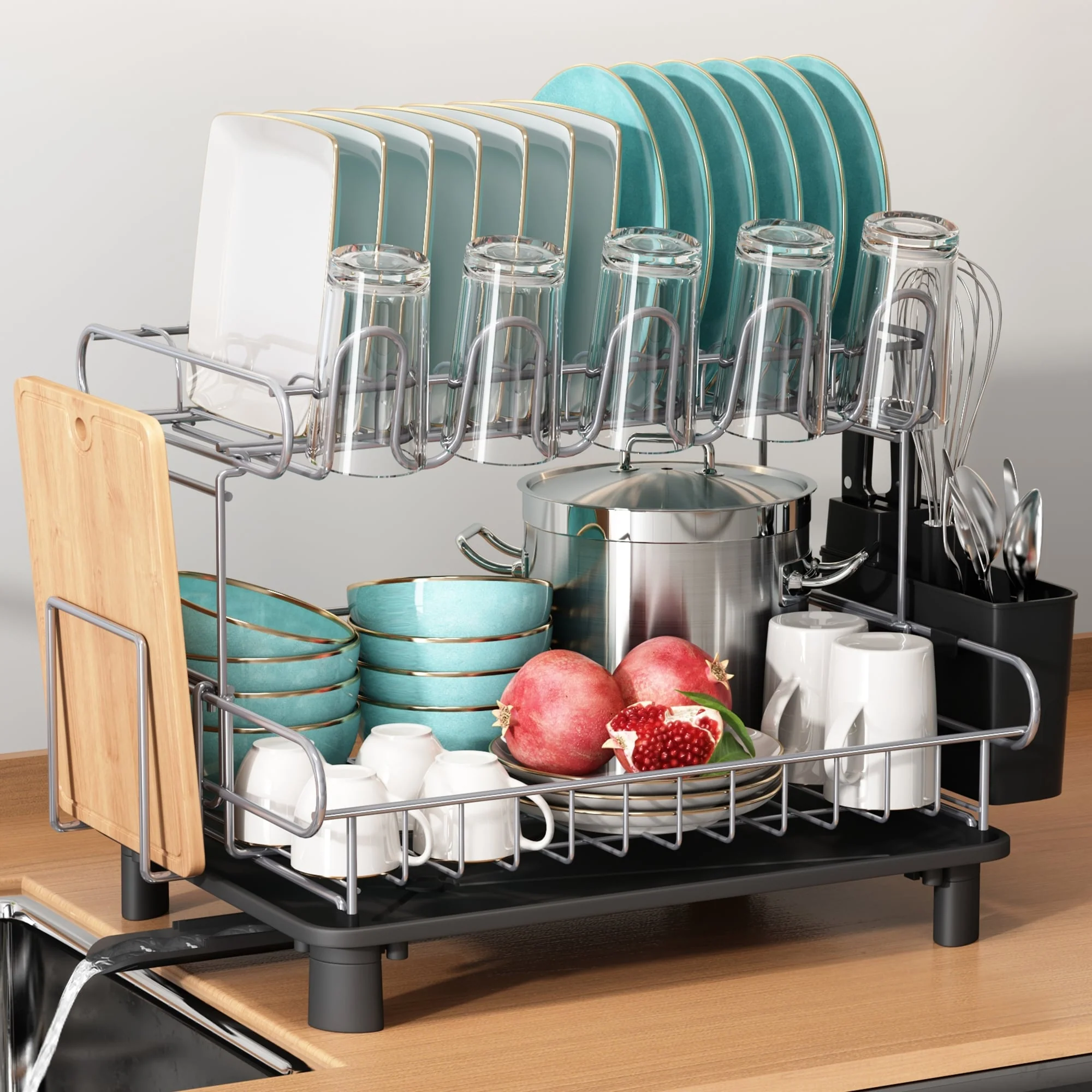 JASIWAY 2 Tier Kitchen Stainless Steel Dish Rack