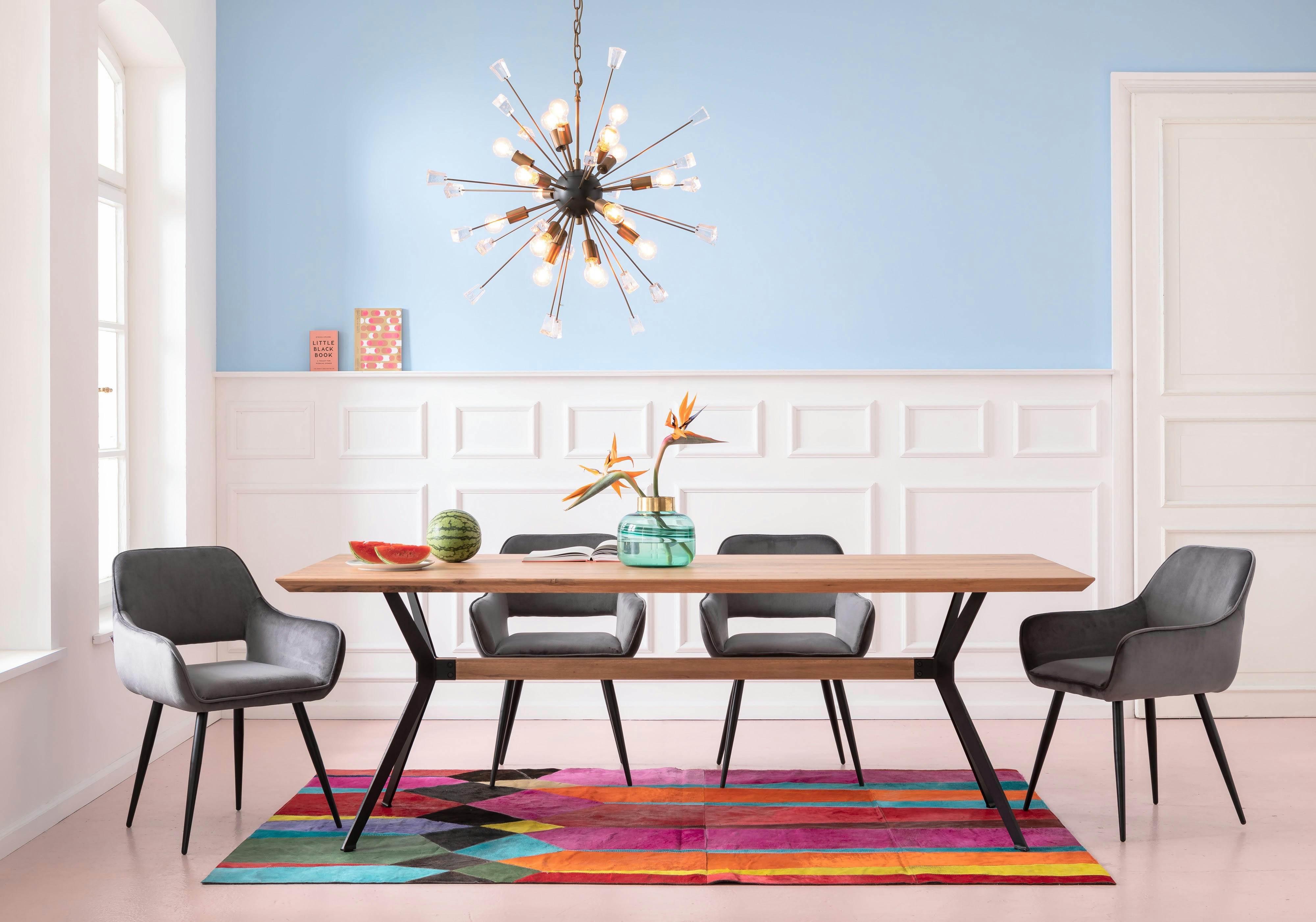 DOWNTOWN - Table à manger 10 personnes en chêne massif et acier L220