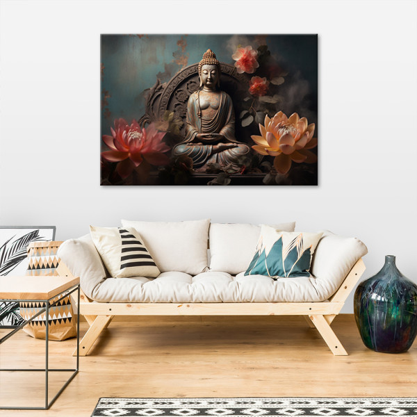 Feeby Obraz na płótnie, Budda Kwiaty Zen 60x40