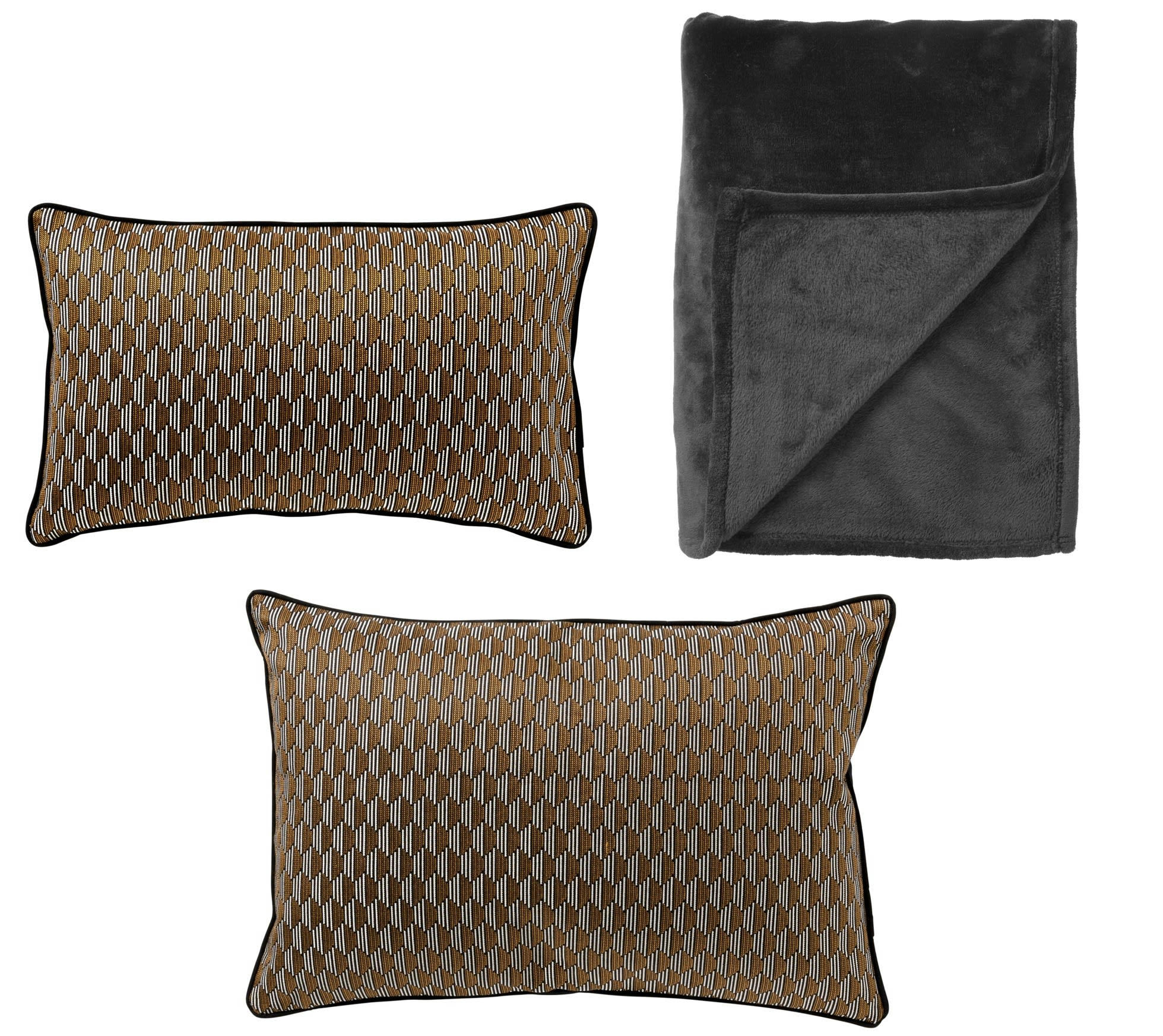 - LOT DE 3 - The Bold Move - Coussin 40x60 cm - Coussin 30x50 cm - Plaid
