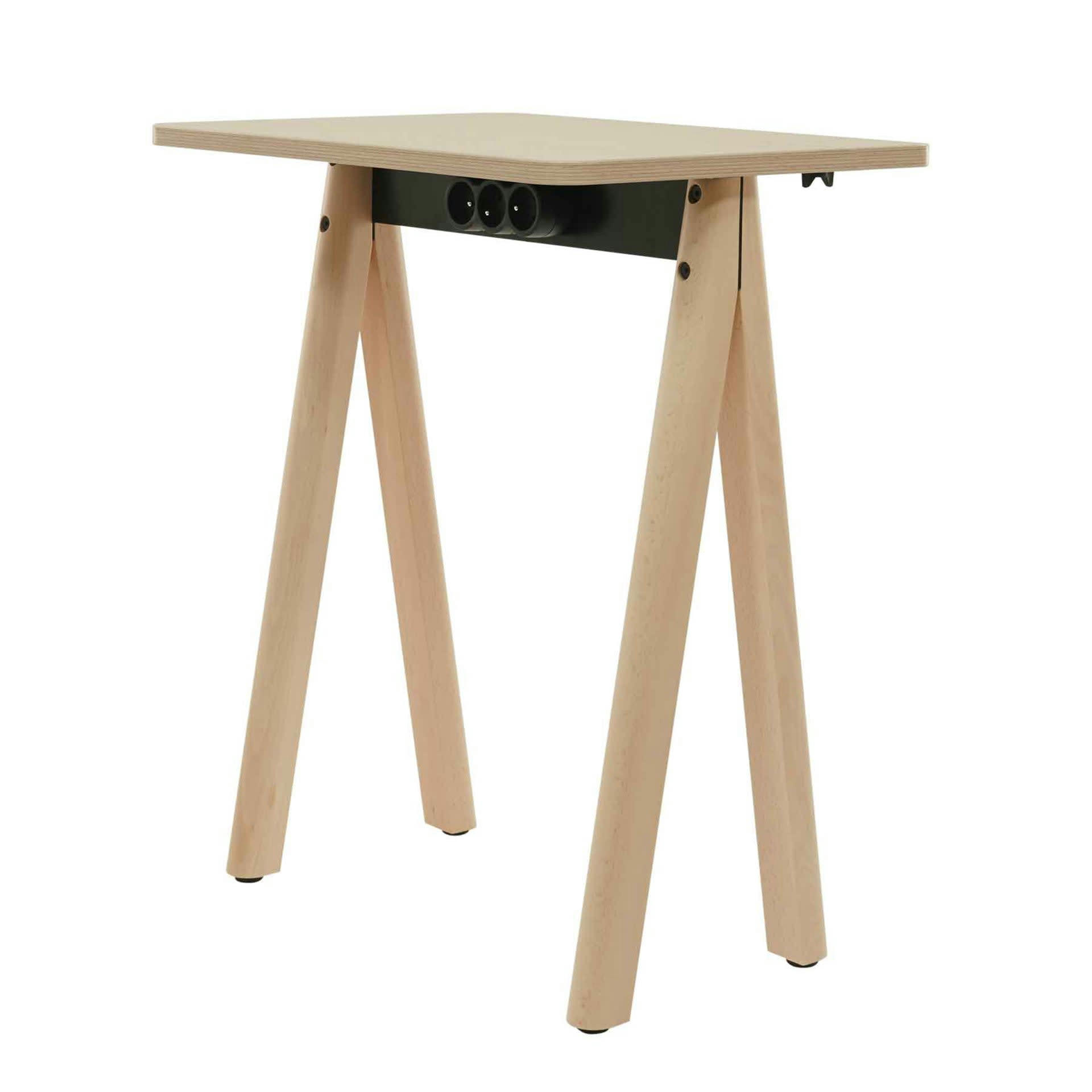 - Micro-bureau 60cm - Pieds hêtre clair et plateau aspect chêne clair