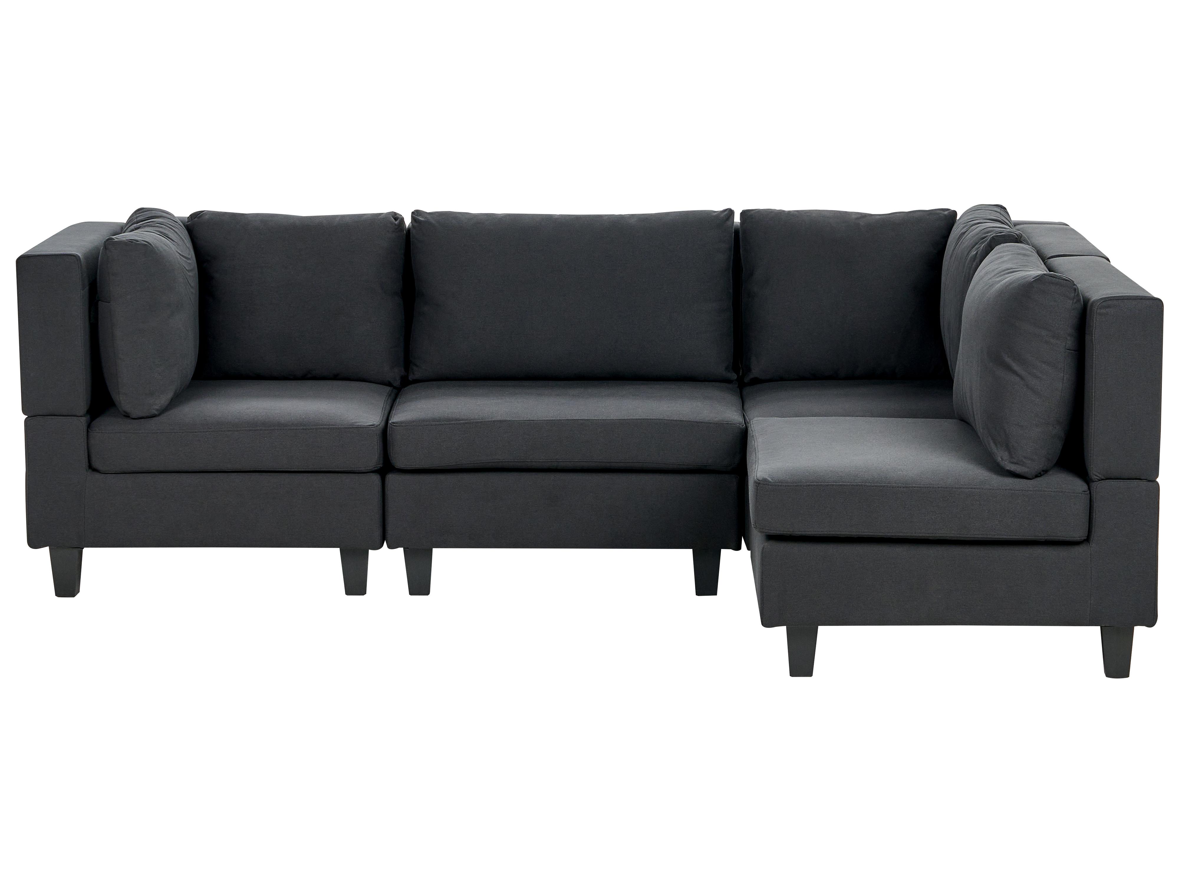 Modular Corner Sofa 4 Seater UNSTAD Fabric Black Left Hand