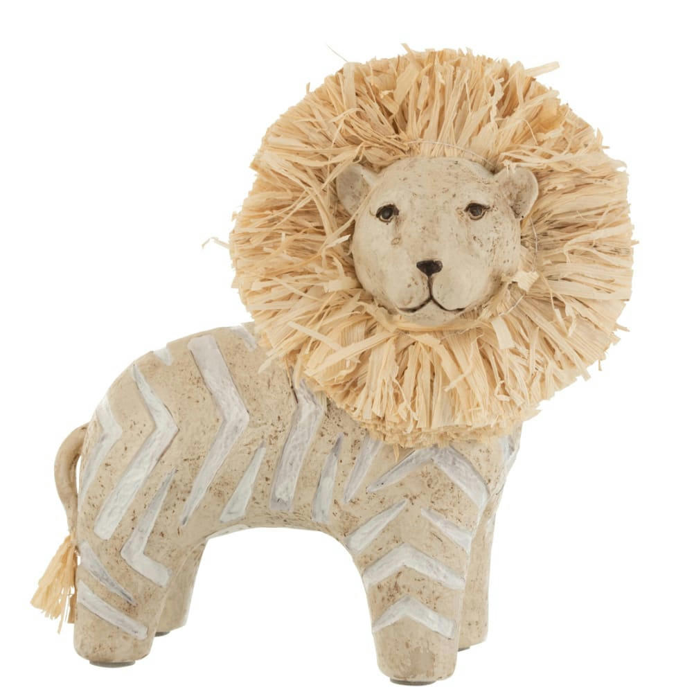 - Figurine lion en résine et raphia