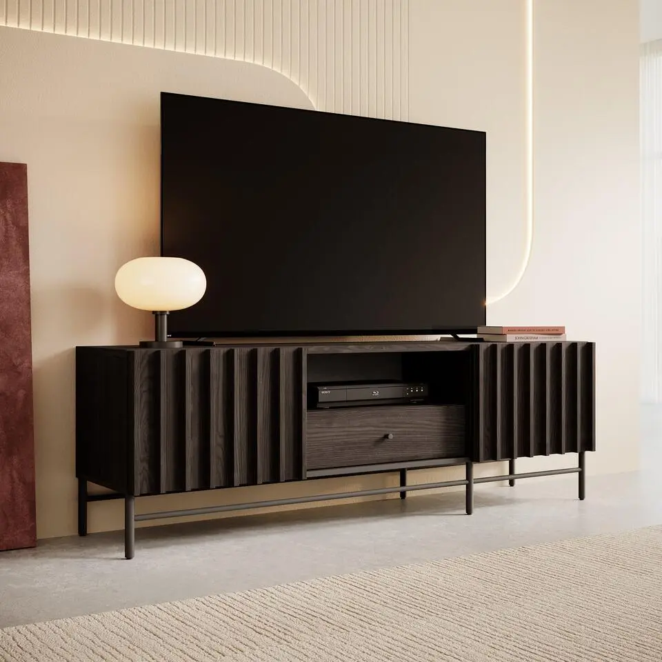 Meubella - TV-Meubel Paz - Donker eiken - 165 cm