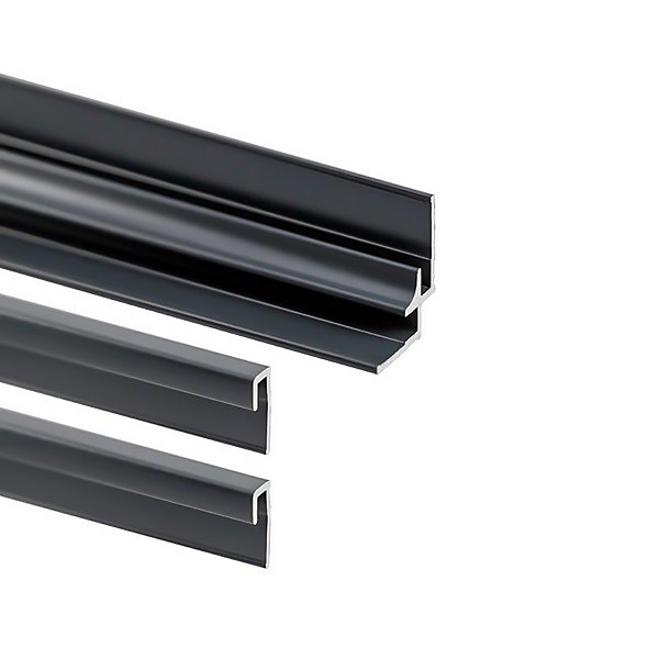 Lot 2 profilés de finition et 1 profilé d’angle pour panneaux muraux DécoDesign 210 cm noir
