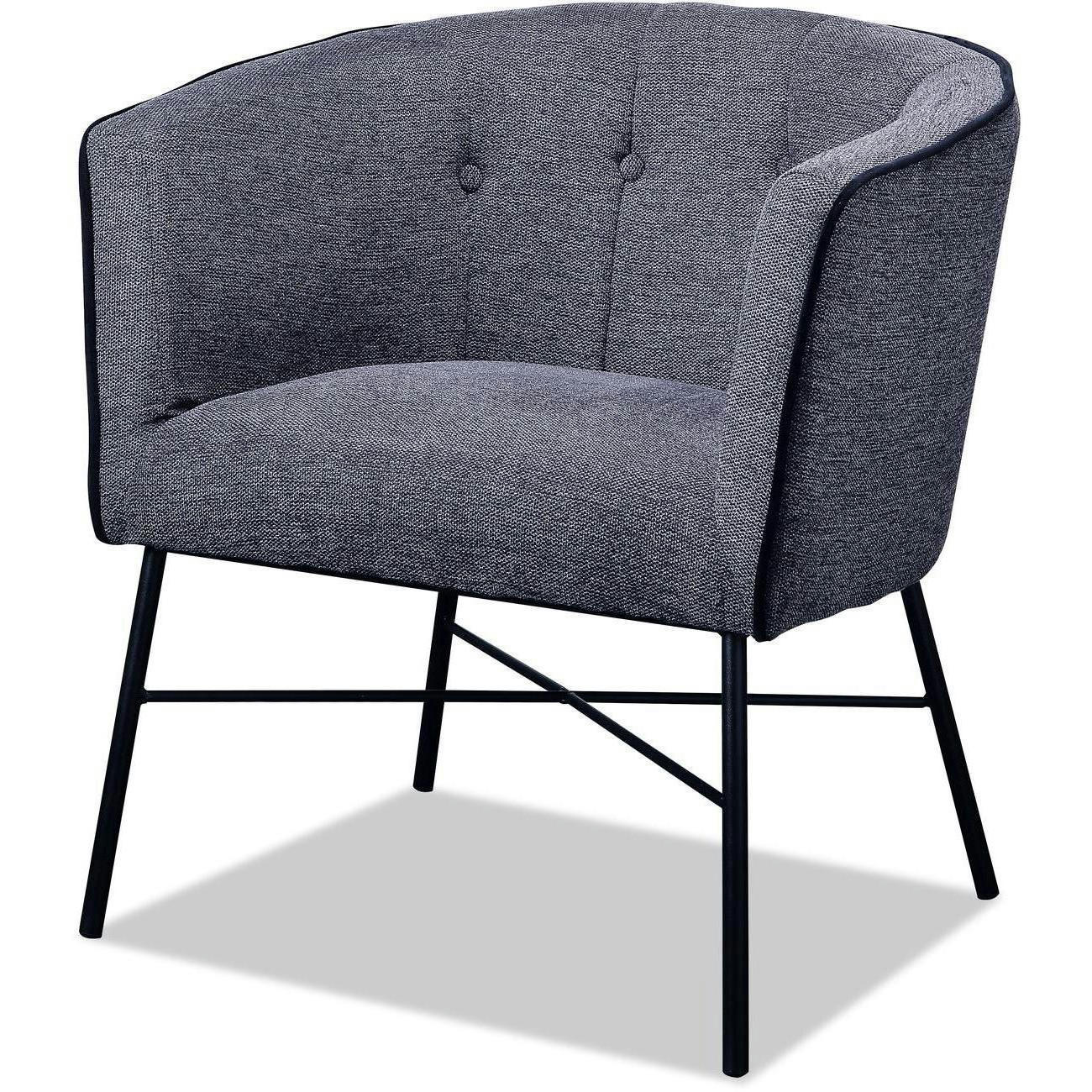 RALPH - Fauteuil assise tissu gris pieds métal