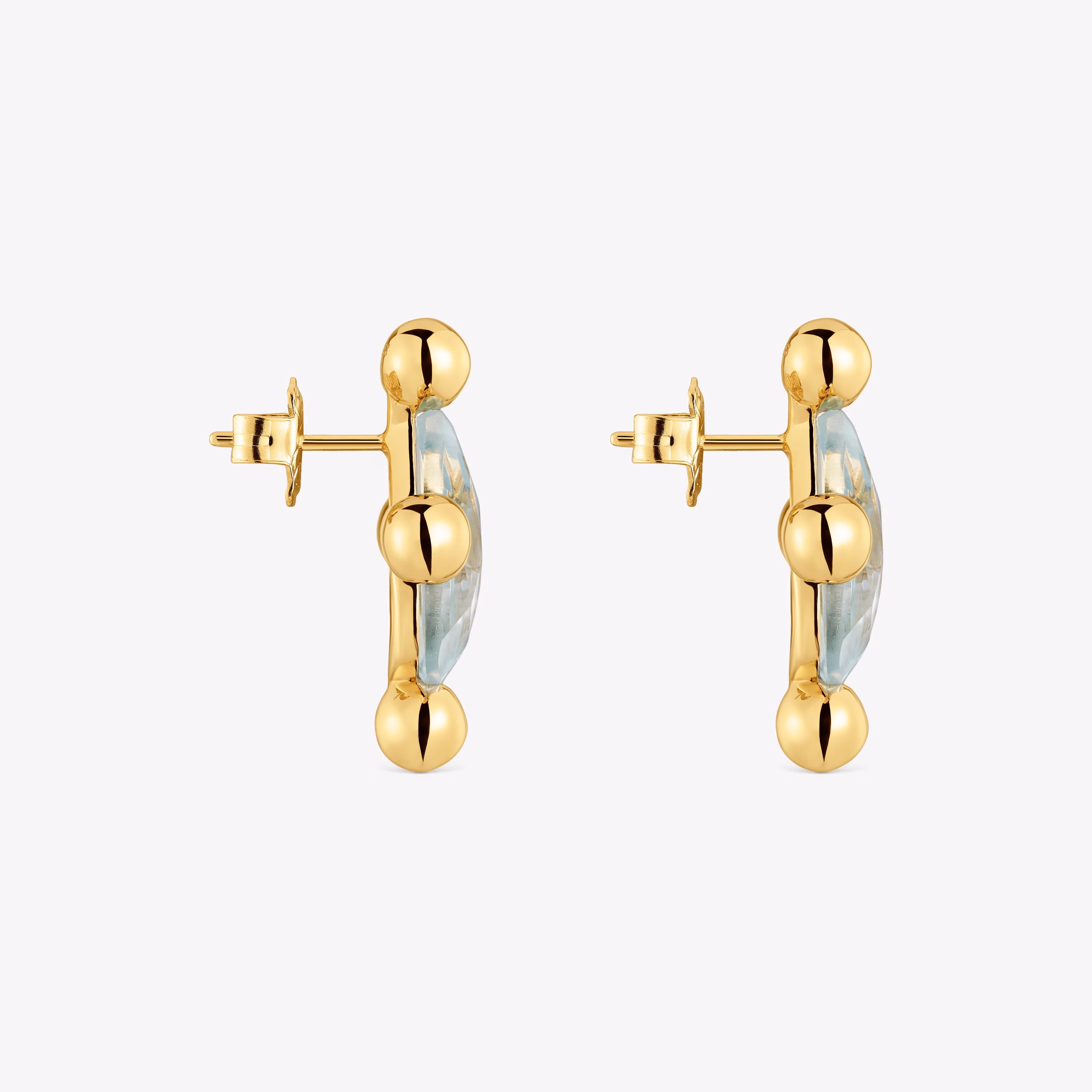 Pendientes cortos con baño de oro 18 kt sobre plata y topacio Sugar Party