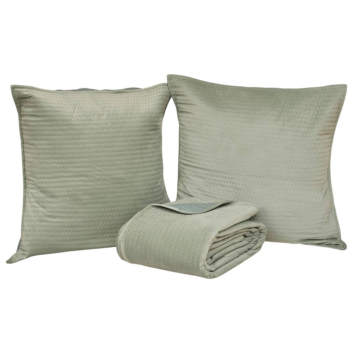 Bedspread and 2 pillowcases "Lilou" Celadon Green, 260x240 cm