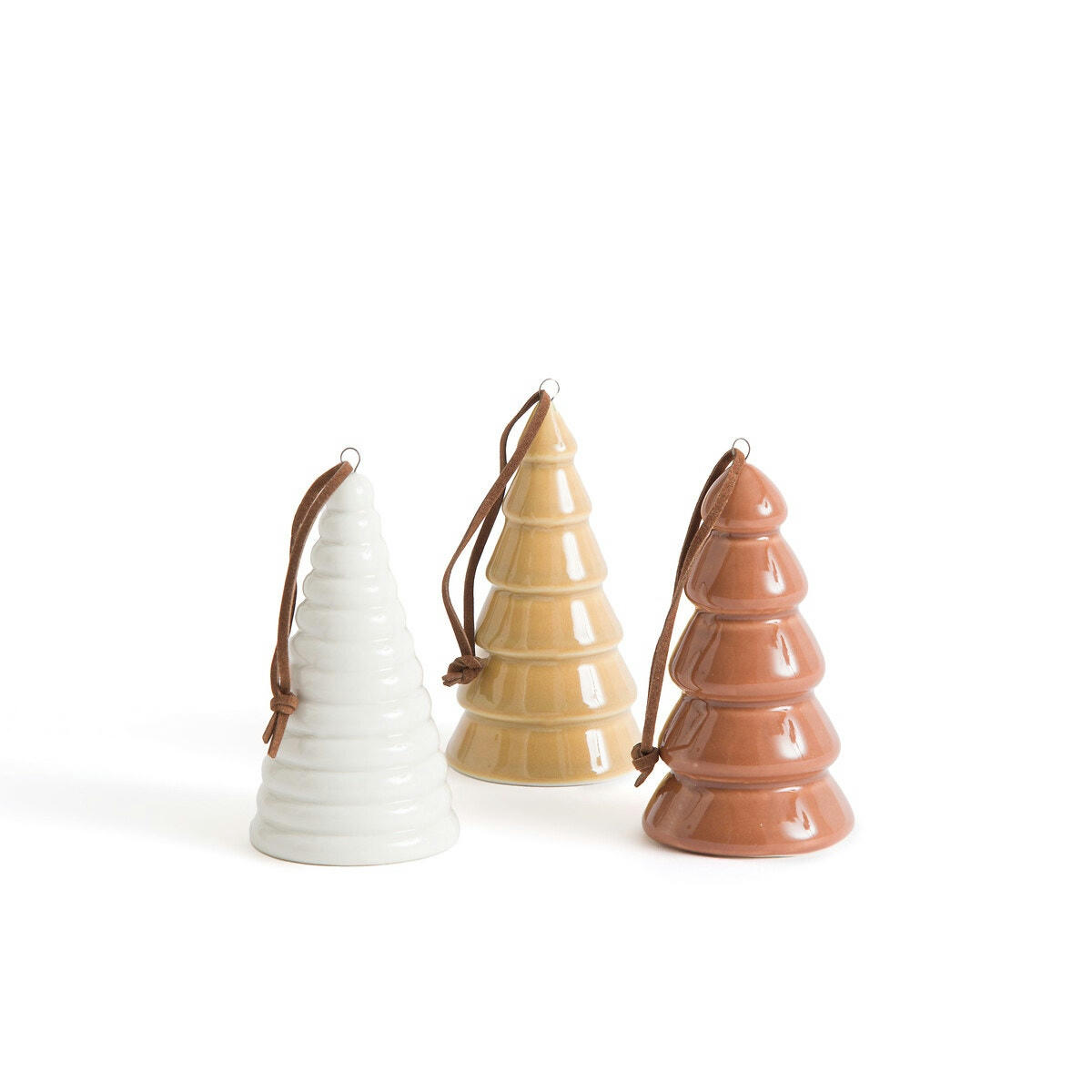 Lot de 3 sapins à suspendre en porcelaine, Caspar