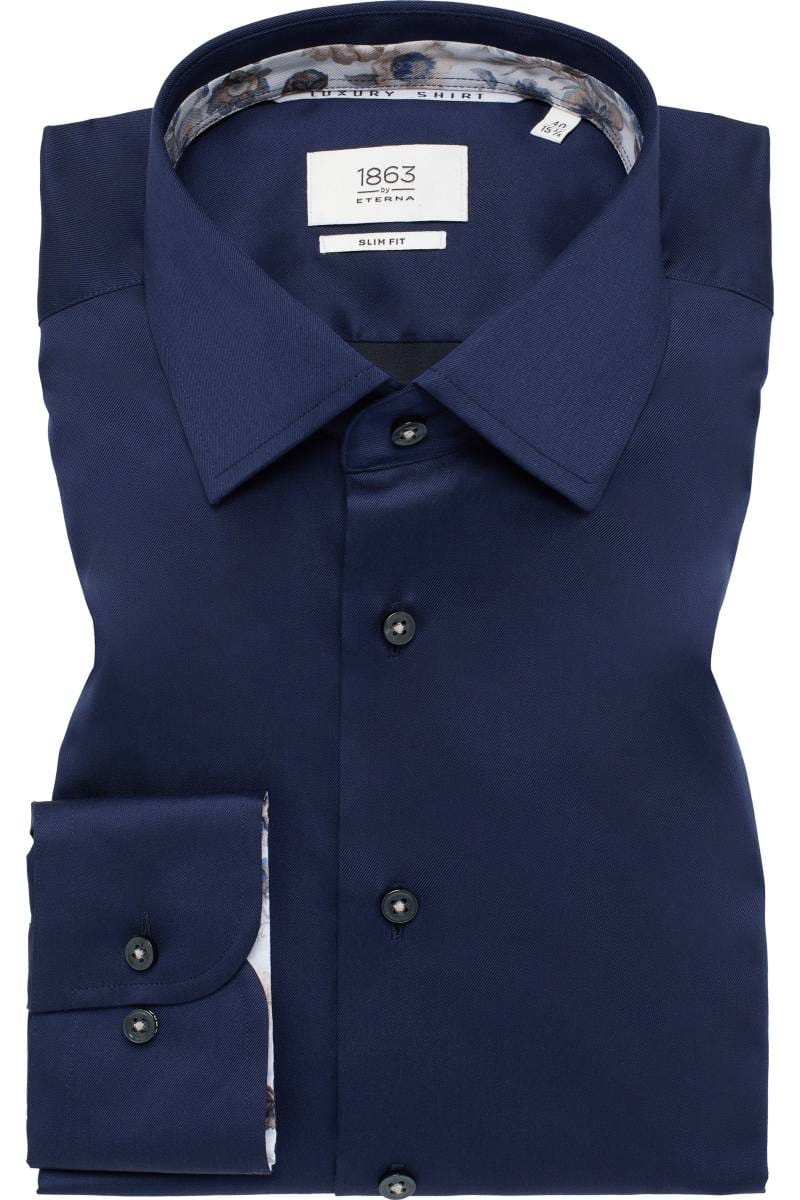 ETERNA 1863 Slim Fit Hemd marine, Einfarbig