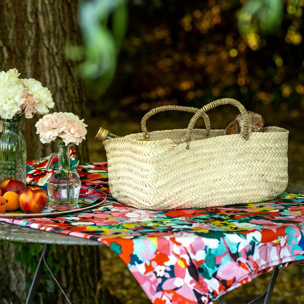 JAVA - Nappe grand format en coton imprimé design fleuri 140x235