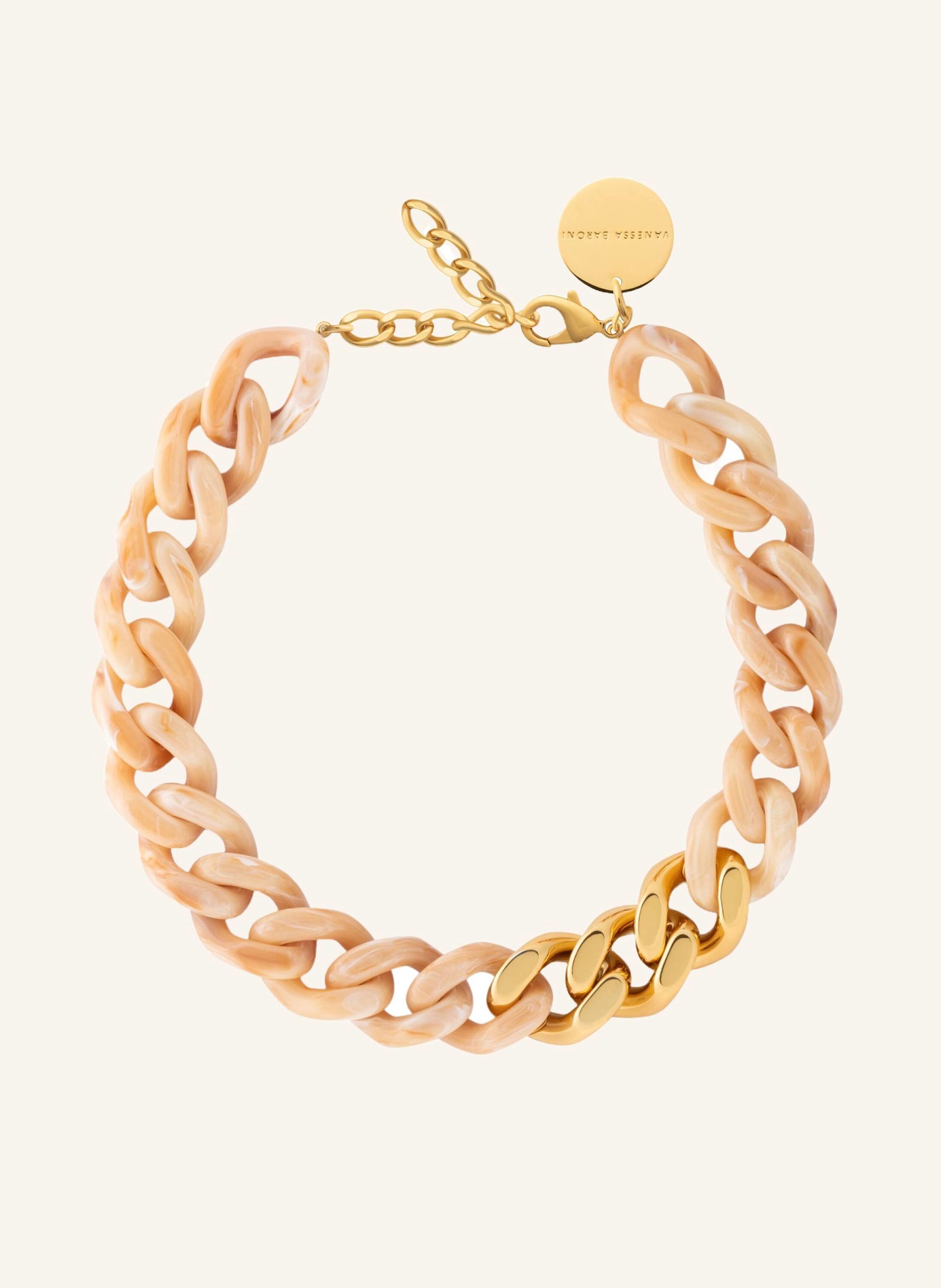 VANESSA BARONI Halsketten FLAT CHAIN NECKLACE WITH GOLD CREME BRULEE MARBLE by GLAMBOU