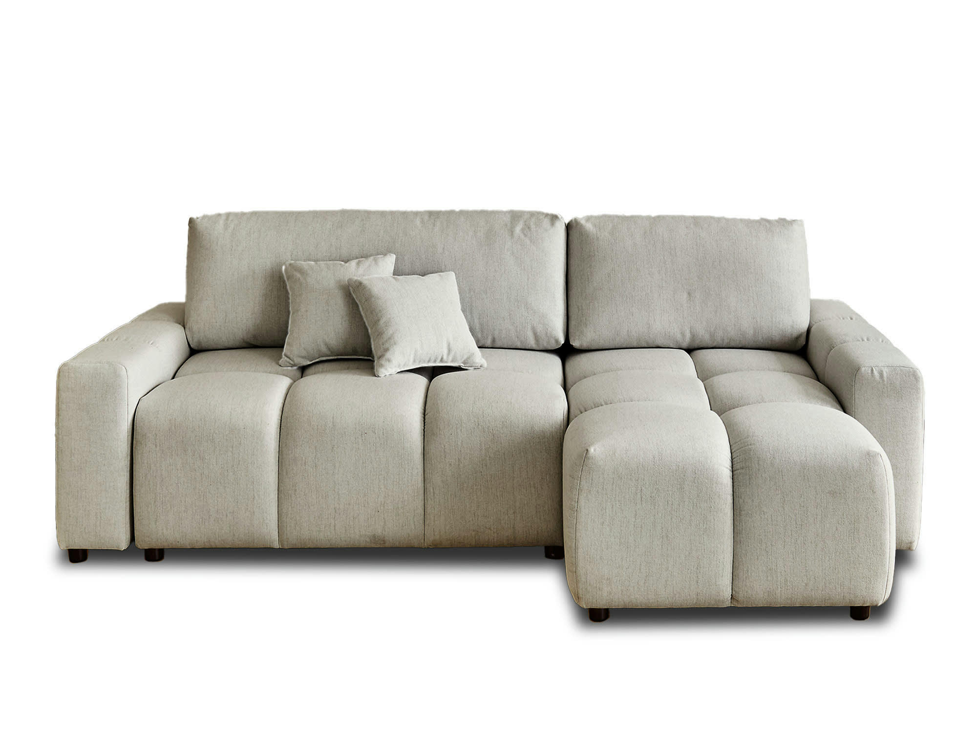 CROCUS - Canapé d'angle réversible convertible 4 places en tissu gris clair