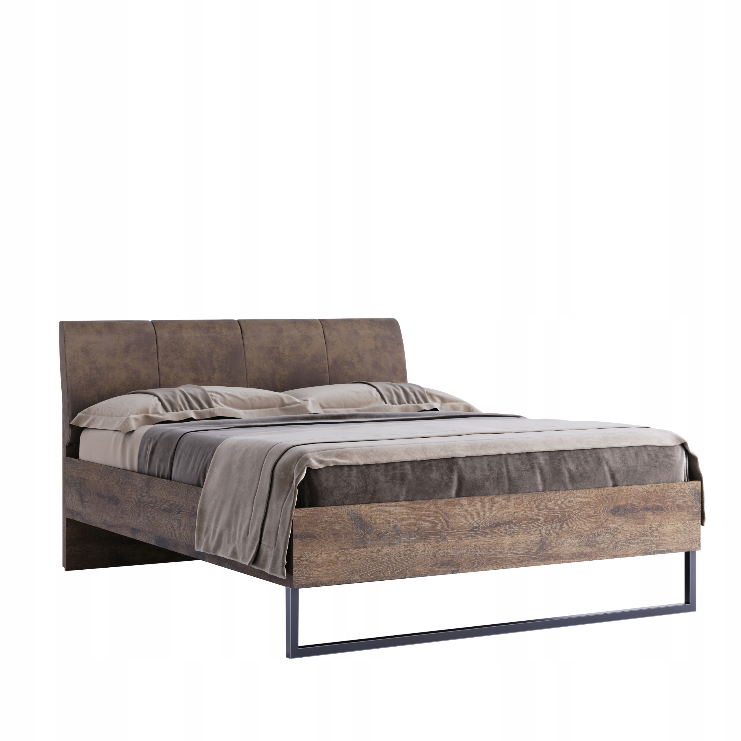 Łóżko Metalowe Modern Loft 180 cm Miękki Zagłówek