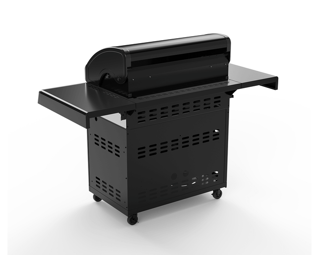 Beefmaster Classic T-Series 4 Burner BBQ On Classic Cart With Folding Shelves