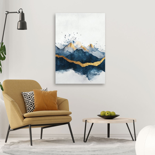Feeby Obraz na płótnie, Abstrakcja Złoto Niebieski Nowoczesny 40x60
