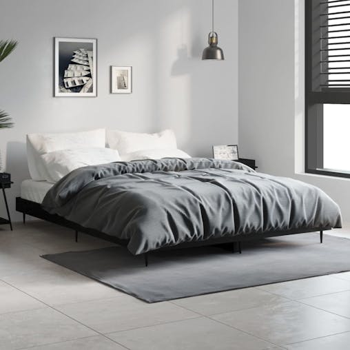 NNEVL Bed Frame Black 137x187 cm Double Size Engineered Wood