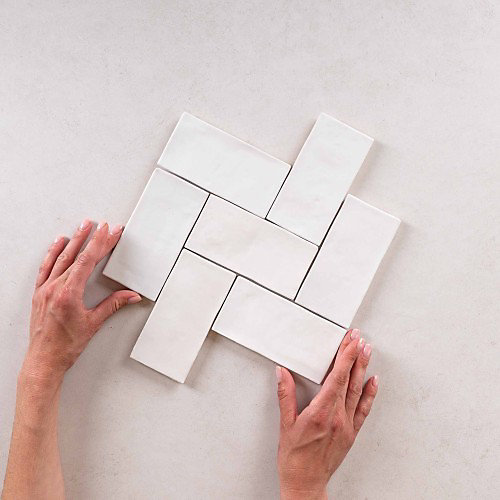 Faïence Effet Zellige Blanc FEZ Mat 6,2x12,5 White - Les Carreaux de Jean