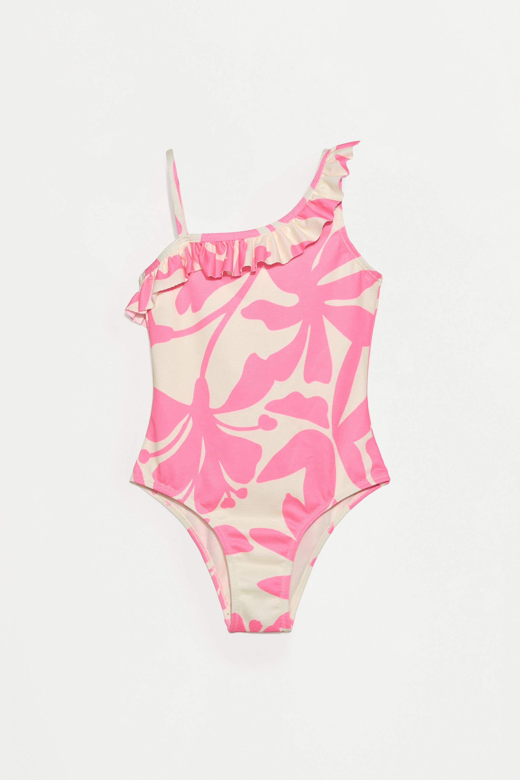 Bañador asimétrico estampado tropical