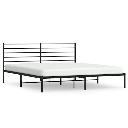 NNEVL Metal Bed Frame with Headboard Black 183x203 cm King
