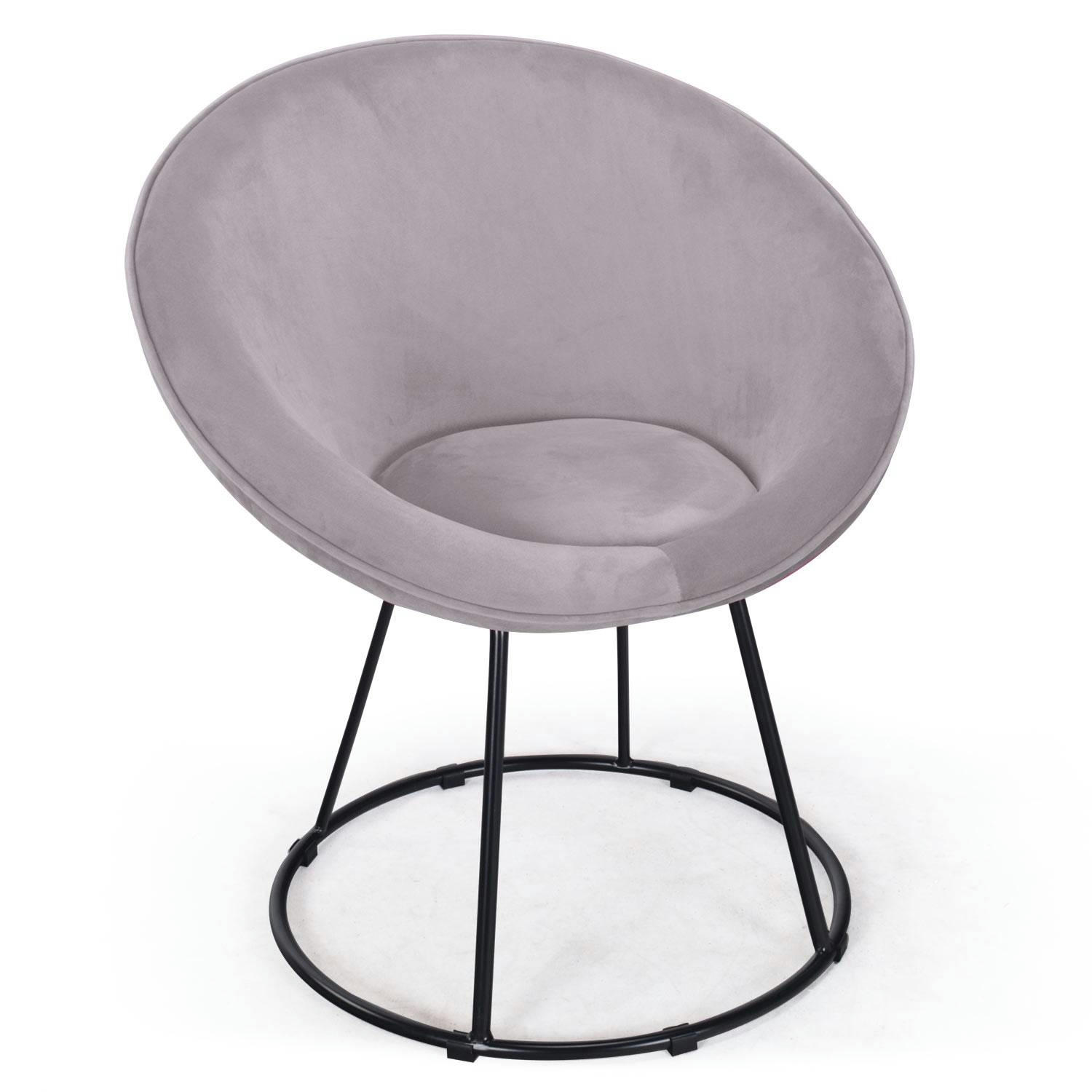 BOULI - Fauteuil rond en velours argent