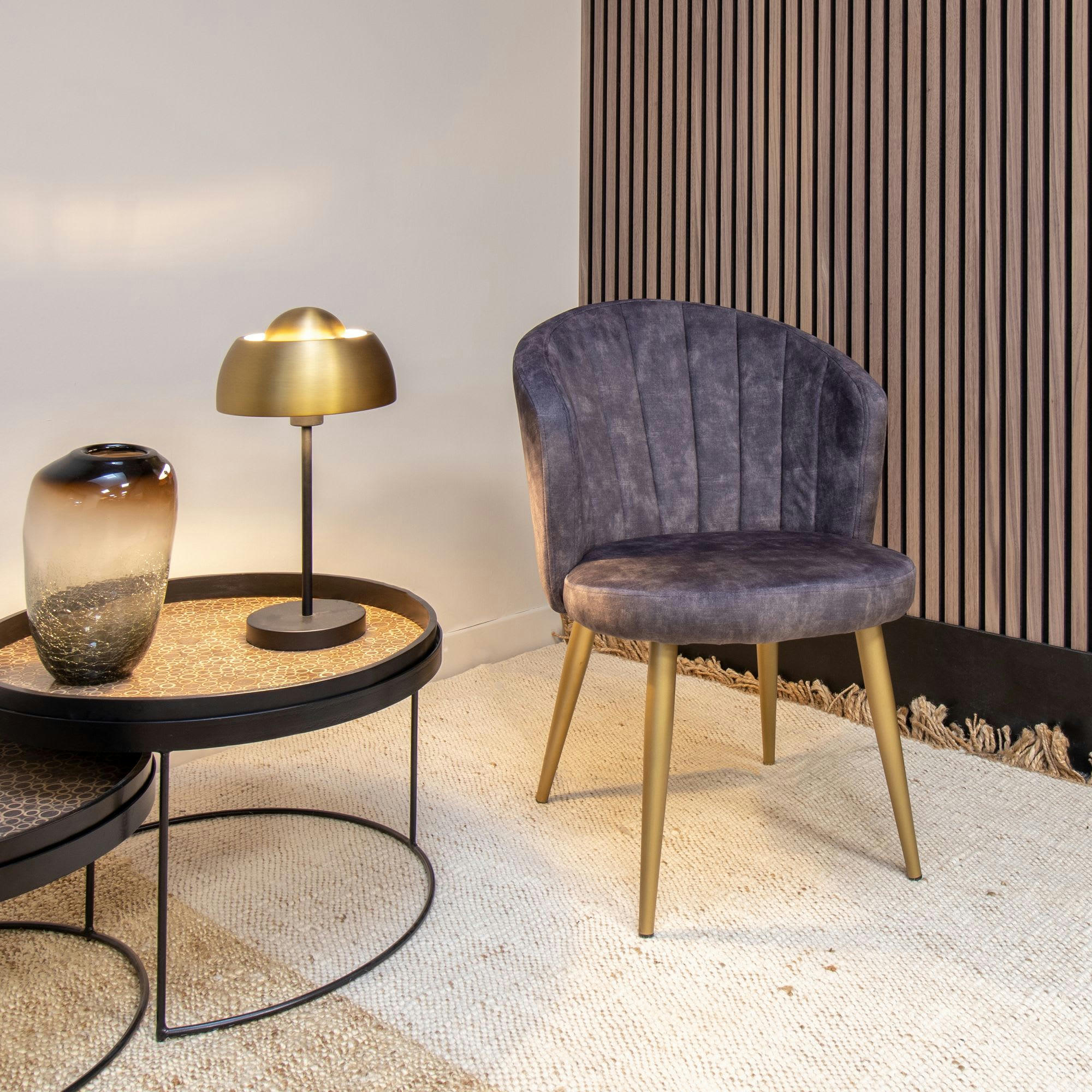 EDEN ROC - Lot de 2 fauteuils en velours gris