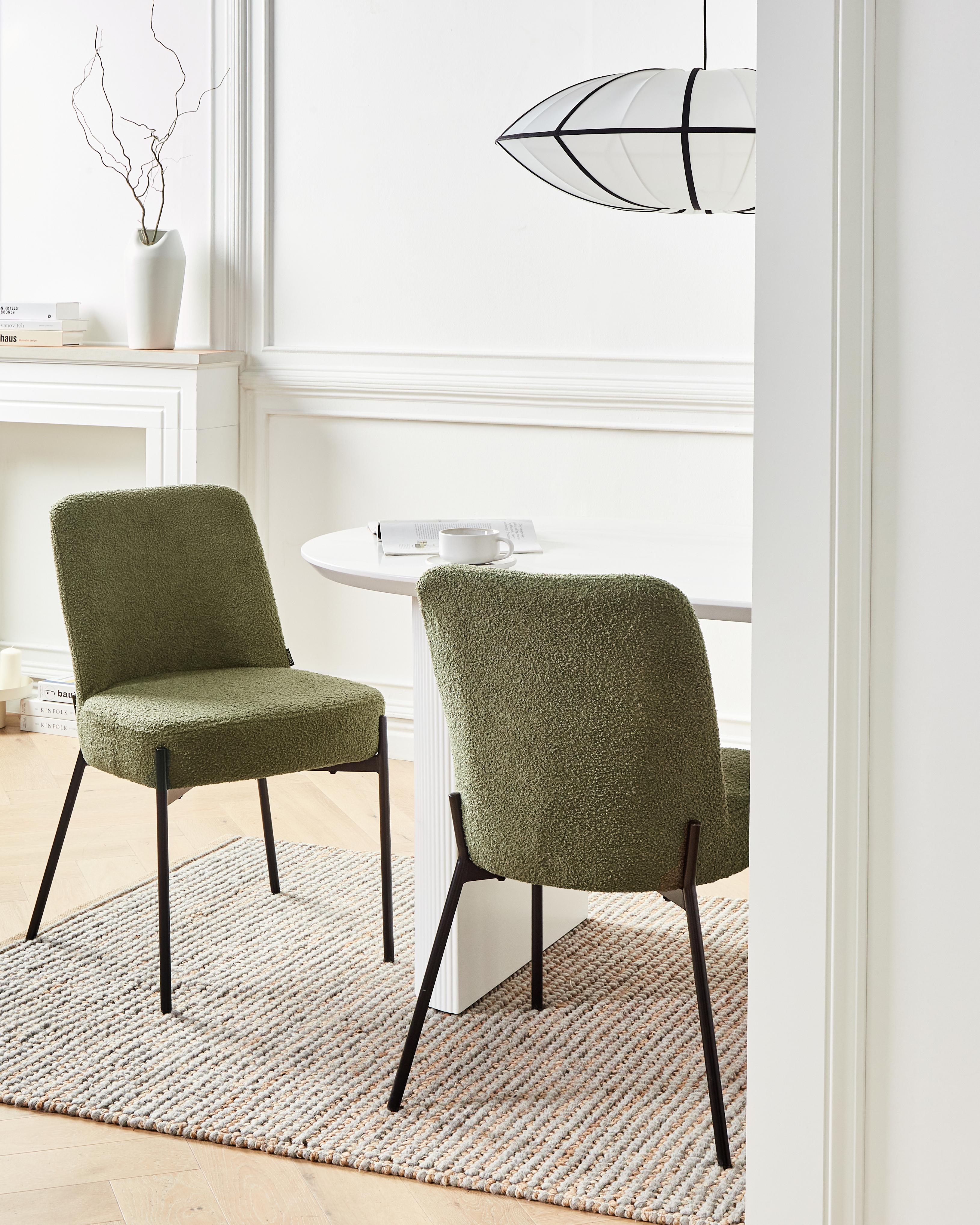 Set of 2 Chairs MALIN Boucle Dark Green