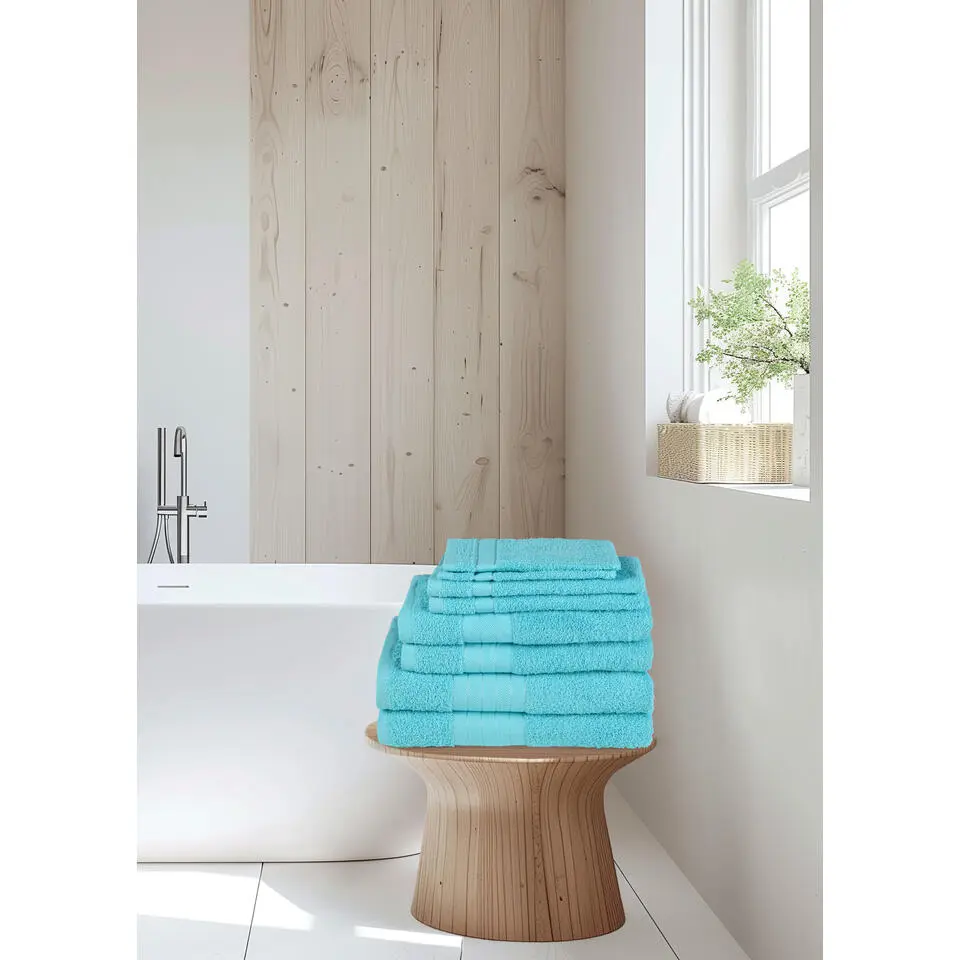Good Morning uni handdoek effen kleur - Handdoekenset 8 - Aqua - Badstof