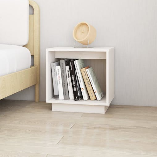 NNEVL Bedside Cabinet White 40x30x40 cm Solid Wood Pine