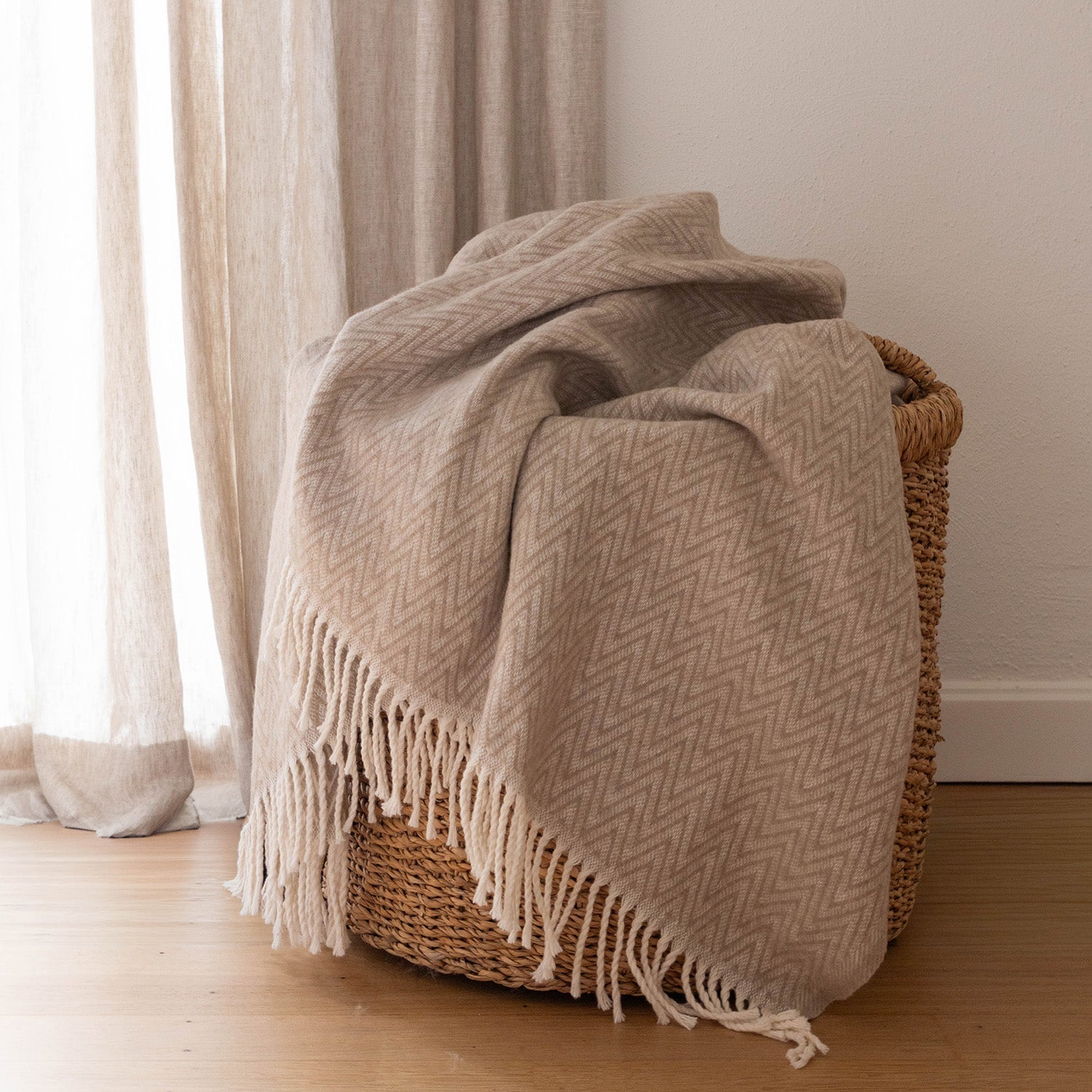 Atmooz Plaid Solance – 150x200cm – Sand – Katoenmix – Met Franjes