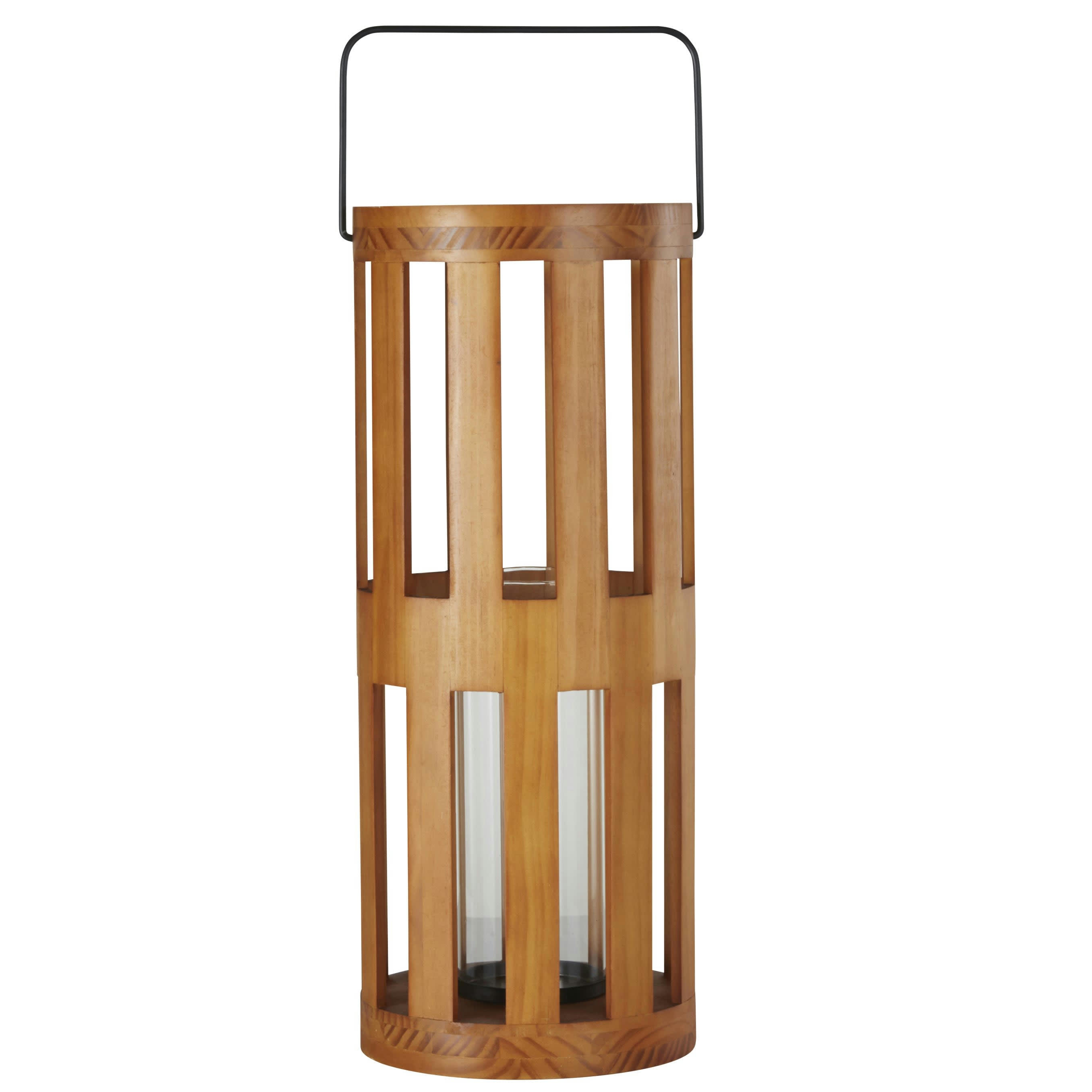 - Lanterne contemporaine marron avec anse en métal noir