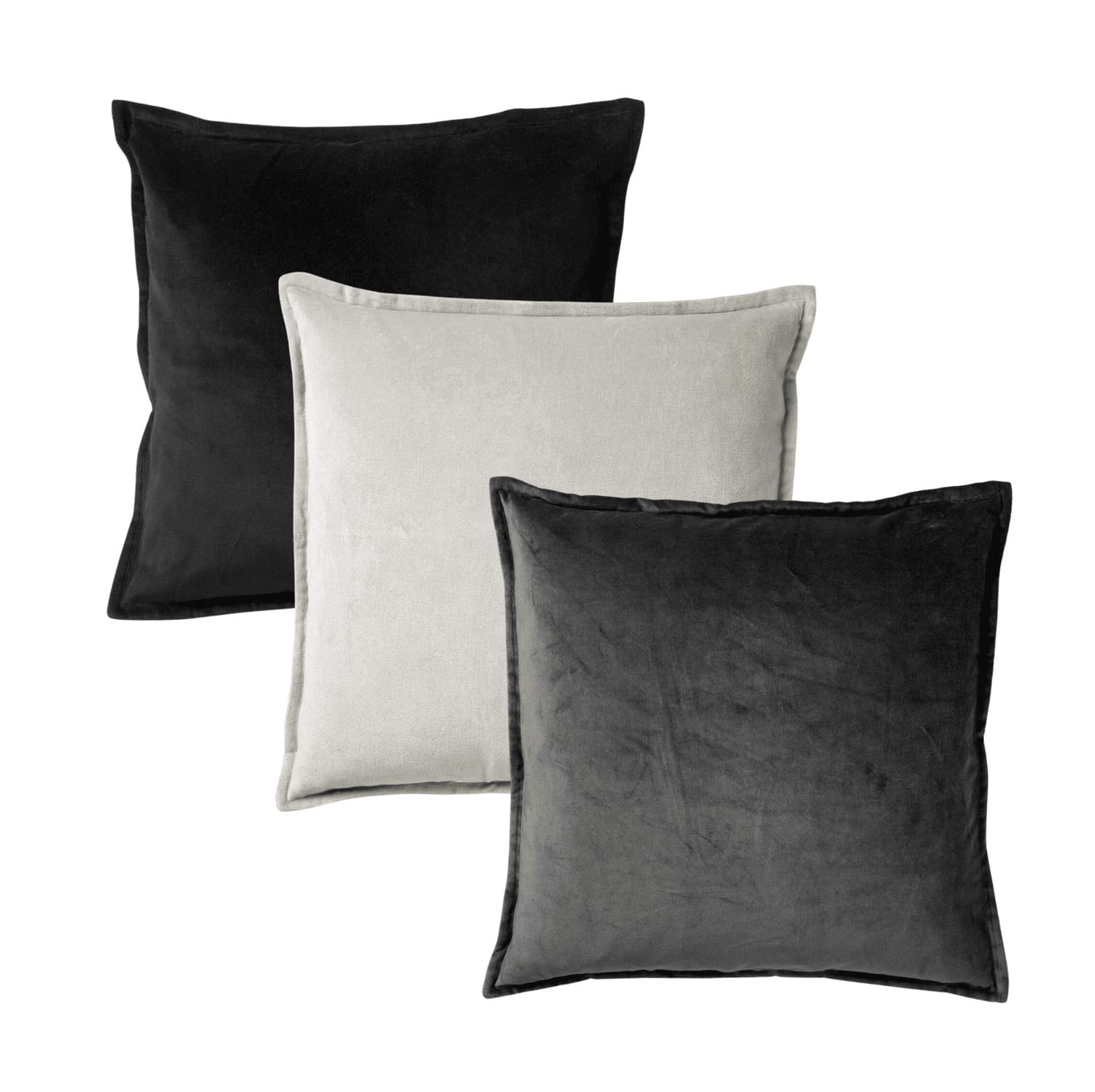 KUSSENSET - 3-delig - Caith Trio - 50x50 cm - complete sierkussens - zwart, grijs