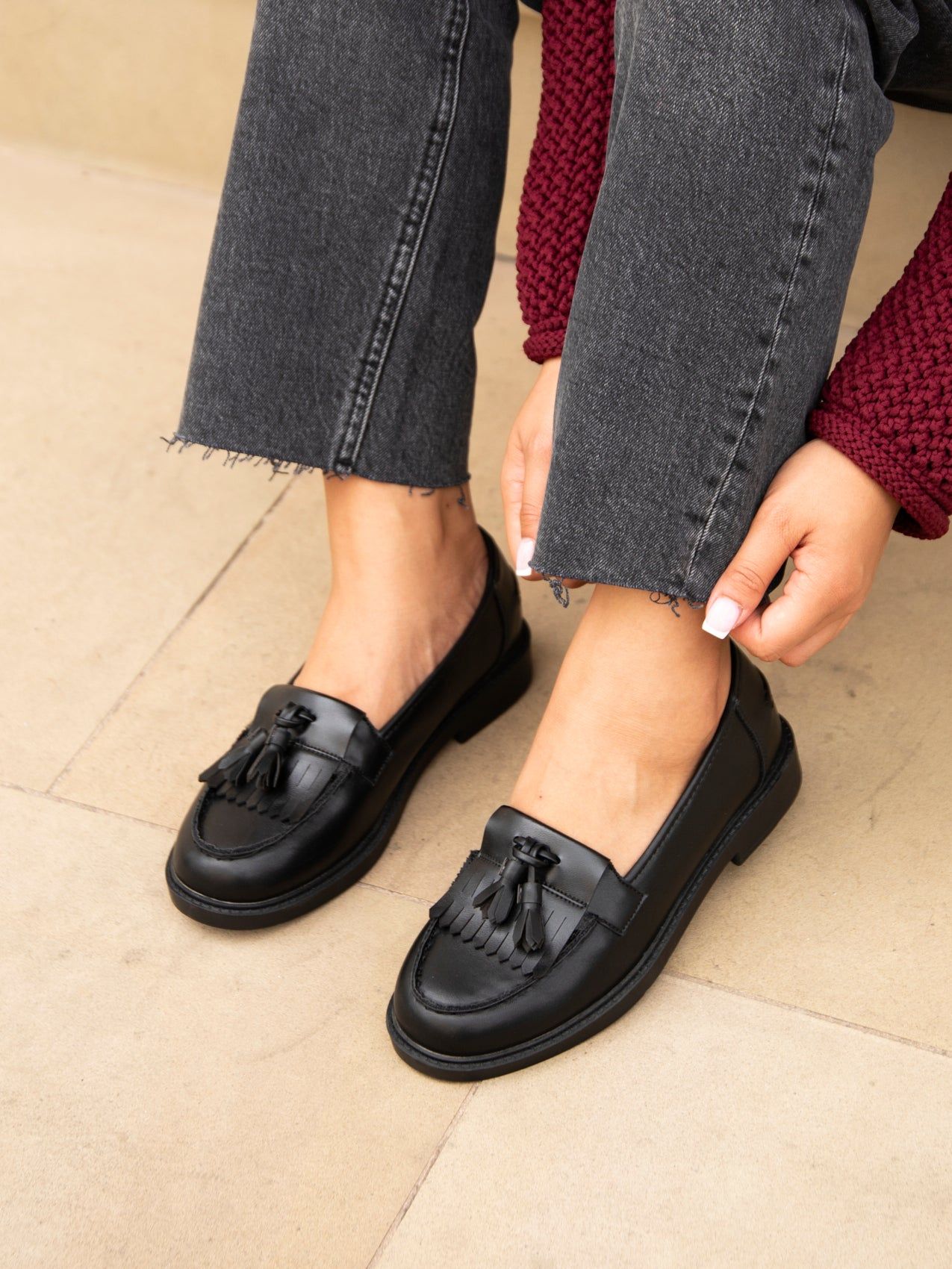 Linzi Kassidy Wide Fit Black Faux Loafer