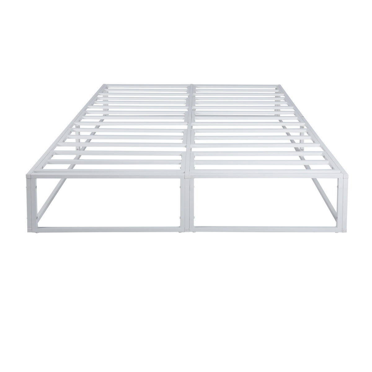 - Lit Double Métal Blanc Sommier Lattes 2 Places 200*150*30cm