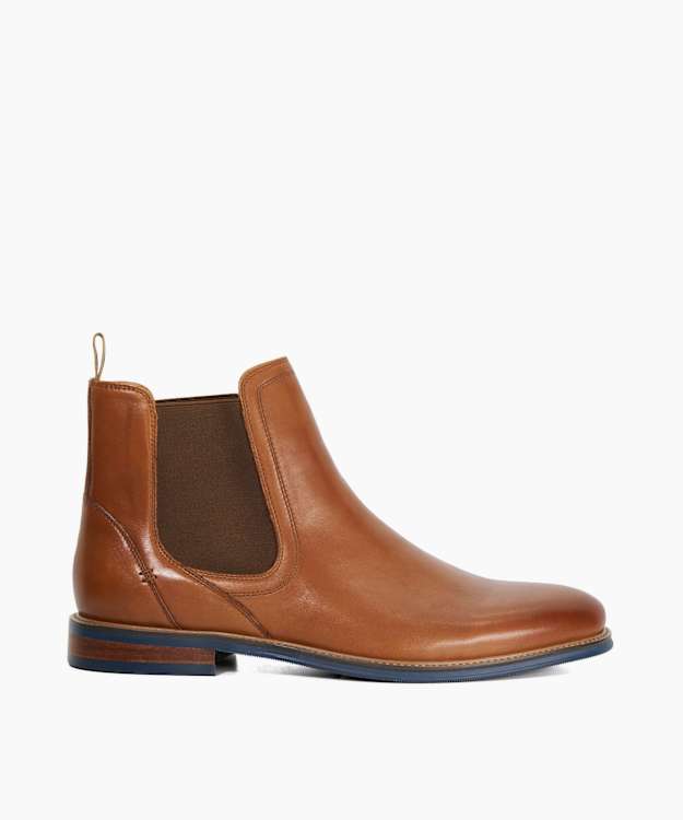 Mckinley Tan - Leather Contrast Sole Wide Fit Chelsea Boots