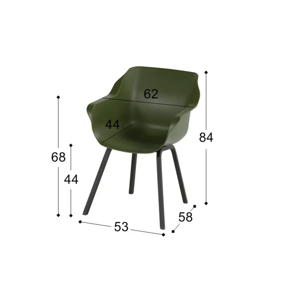 Hartman Sophie Element dining armstoel - Moss Green - Carbon Black