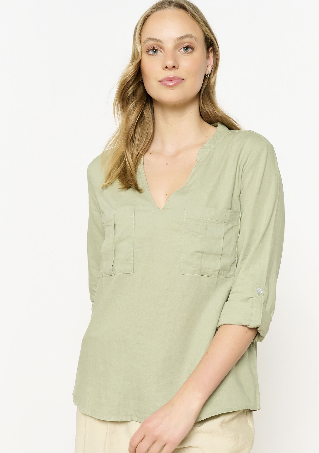 Tuniekblouse met open kraag