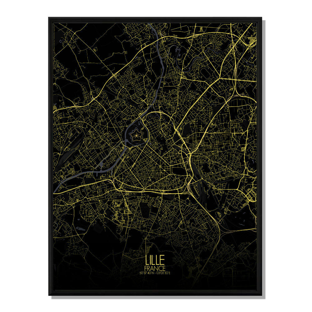 - Affiche Lille Carte Nuit 40x50