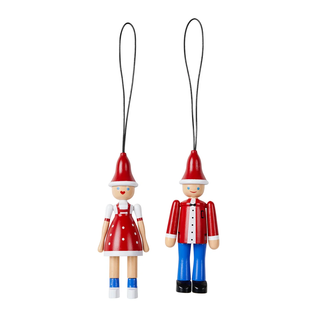 Kay Bojesen - Weihnachtsjunge Ole und Weihnachtsmädchen Lise, rot / blau / weiss